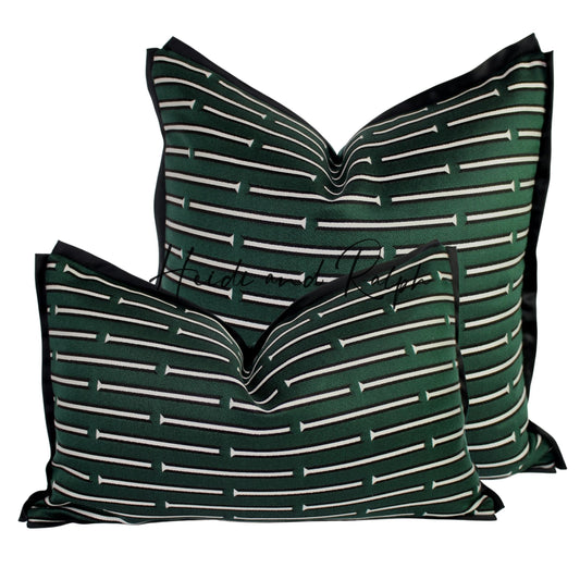 Henley Emerald Green White Line Bantal Sofa (Cushion Cover)