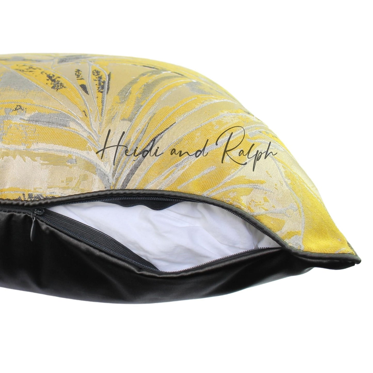 Haven Leaf Bantal Sofa Gold Grey (Cushion Cover)