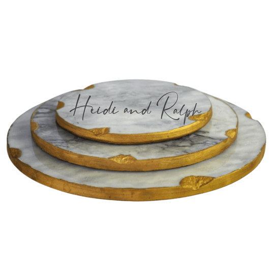 Herzersh Big Round Gold Marble Coaster Set