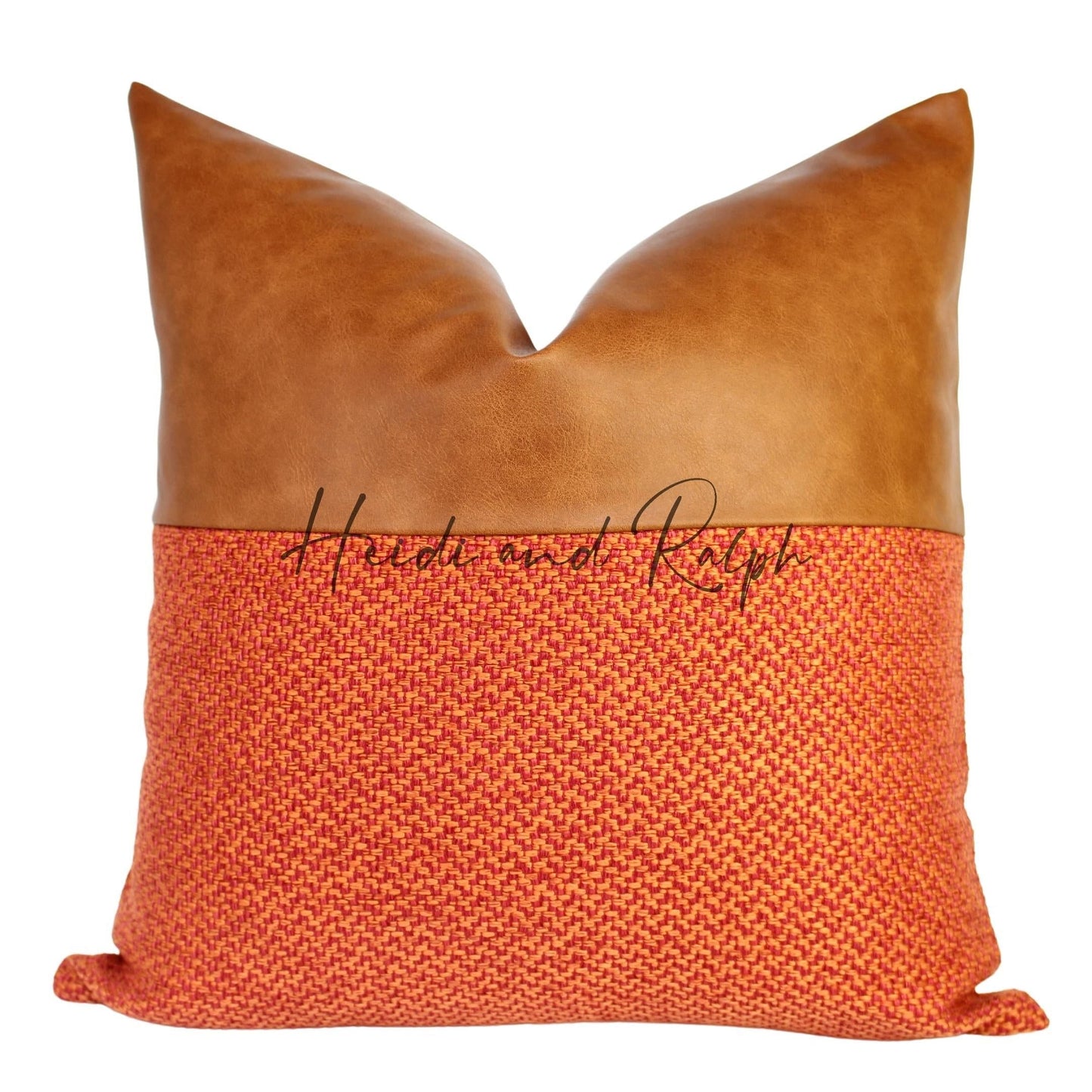 Hera Half Faux Leather Bantal Sofa Red (Cushion Cover)