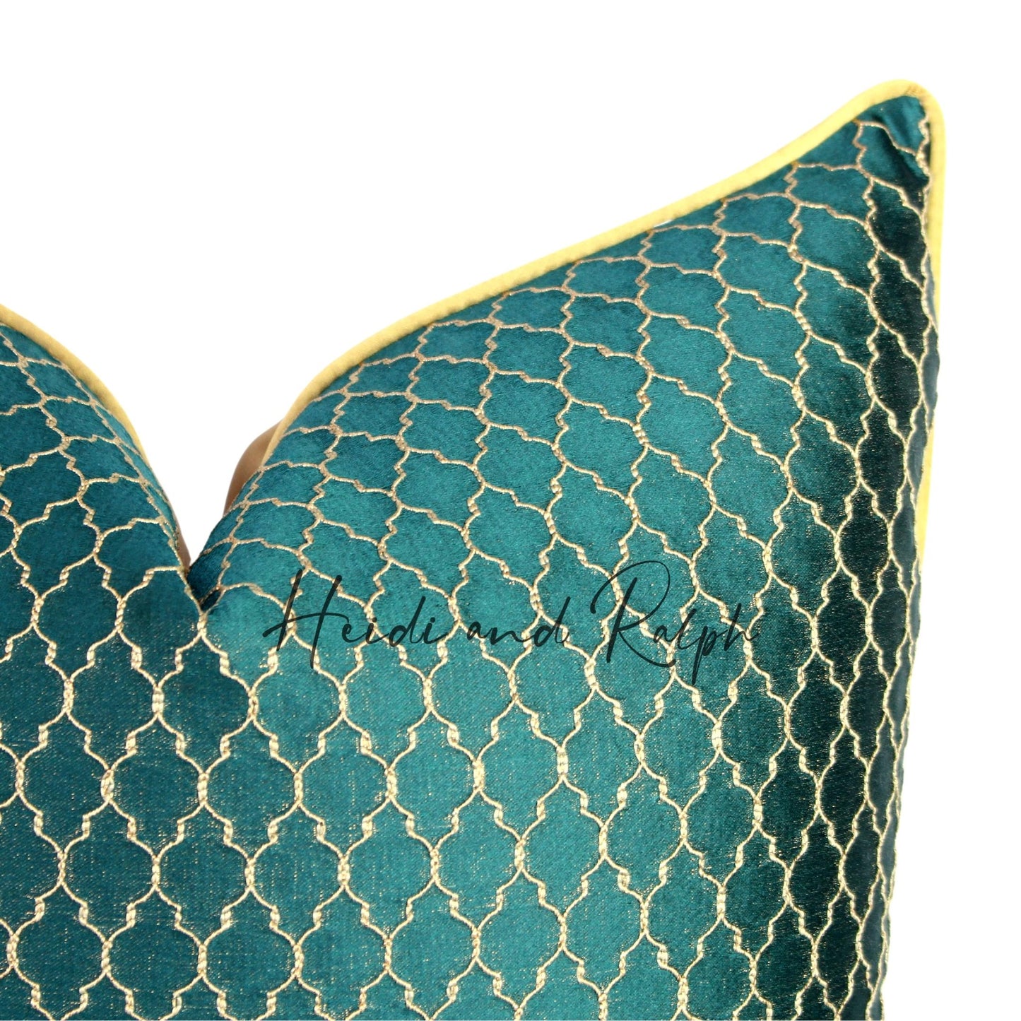 Havana Emerald Gold Trellis Bantal Sofa (Cushion Cover)
