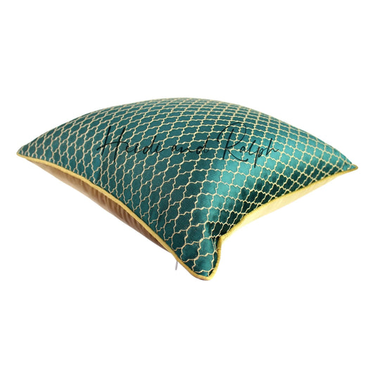 Havana Emerald Gold Trellis Bantal Sofa (Cushion Cover)