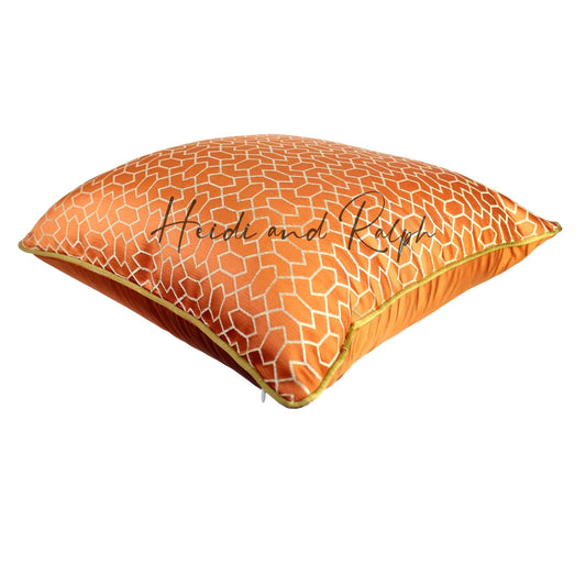 Halyna Orange Mashrabiya Bantal Sofa (Cushion Cover)