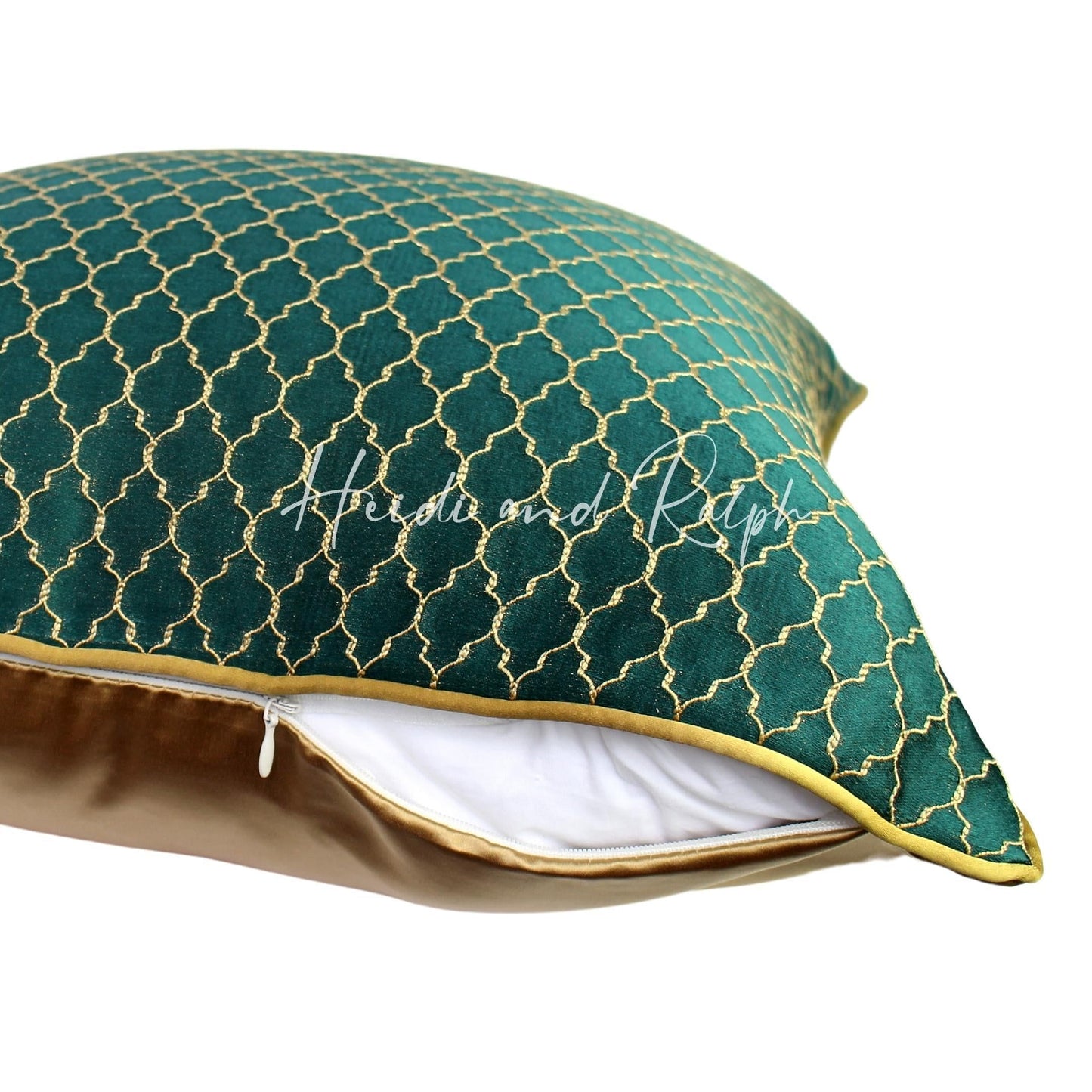 Havana Emerald Gold Trellis Bantal Sofa (Cushion Cover)