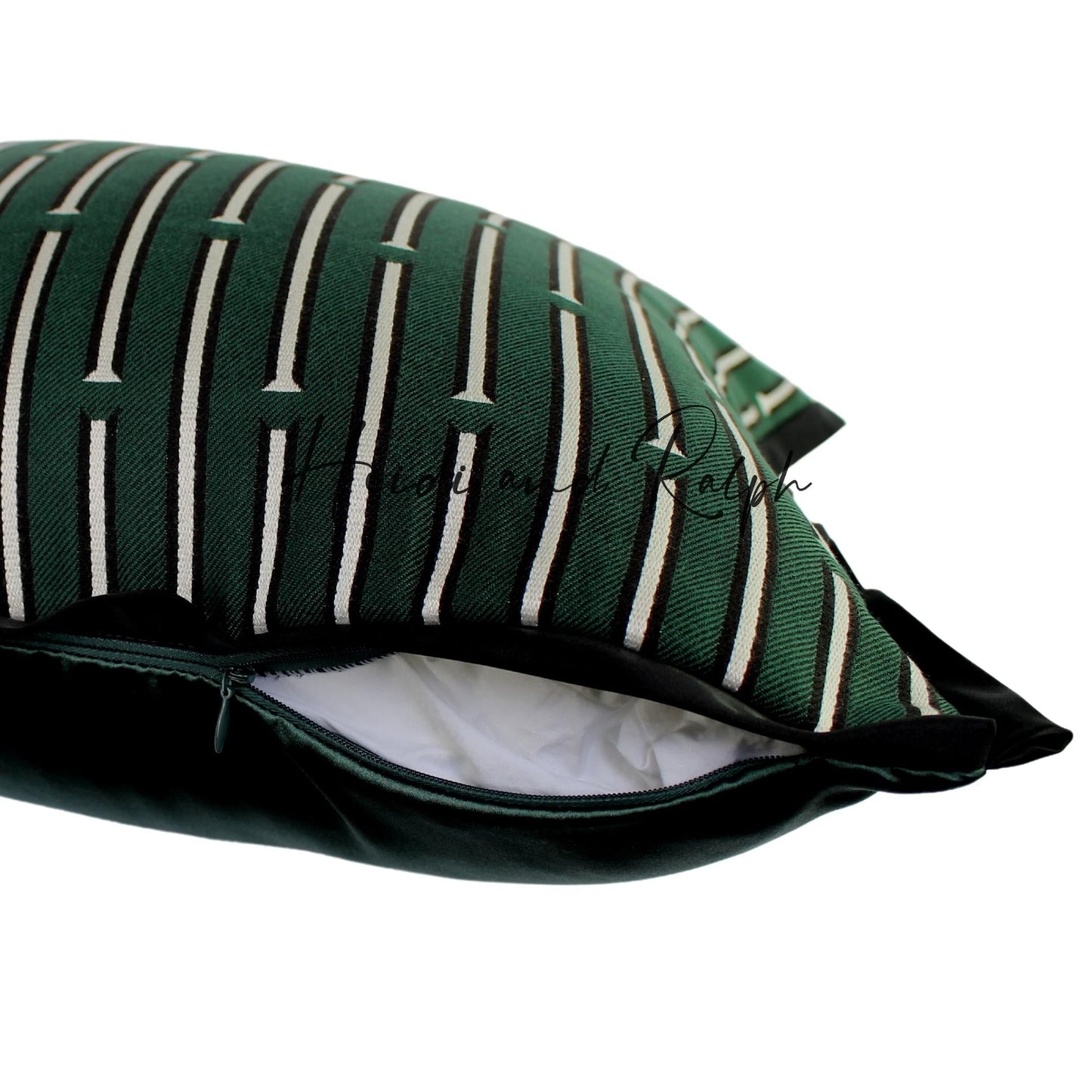Henley Emerald Green White Line Bantal Sofa (Cushion Cover)