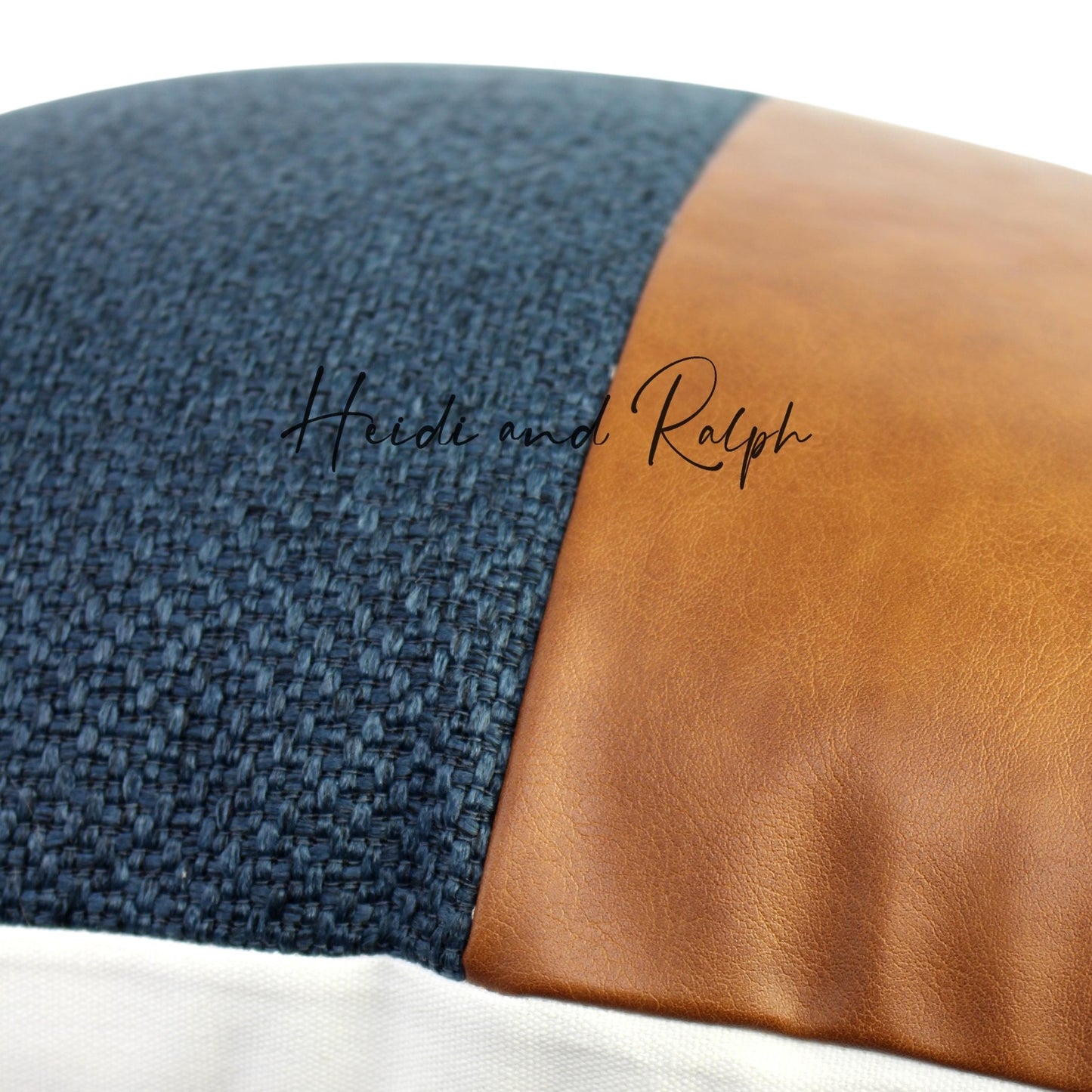 Hera Half Faux Leather Bantal Sofa Navy Blue (Cushion Cover)