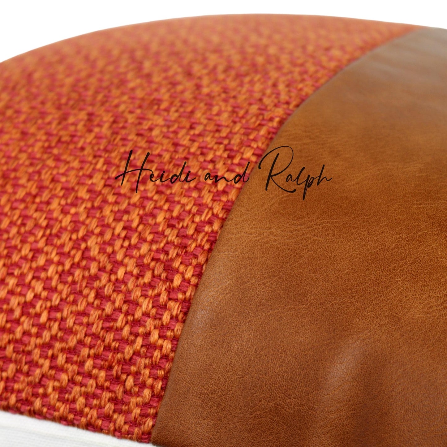 Hera Half Faux Leather Bantal Sofa Red (Cushion Cover)