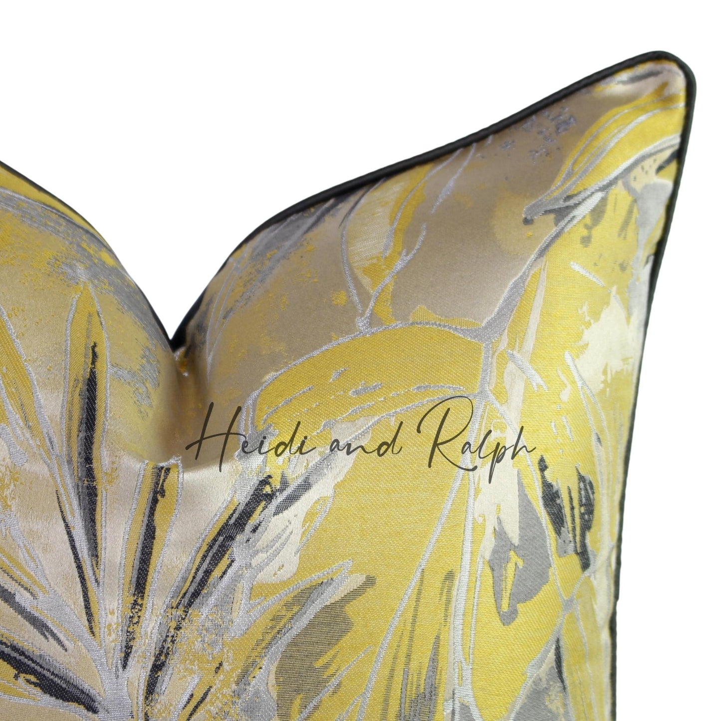 Haven Leaf Bantal Sofa Gold Grey (Cushion Cover)