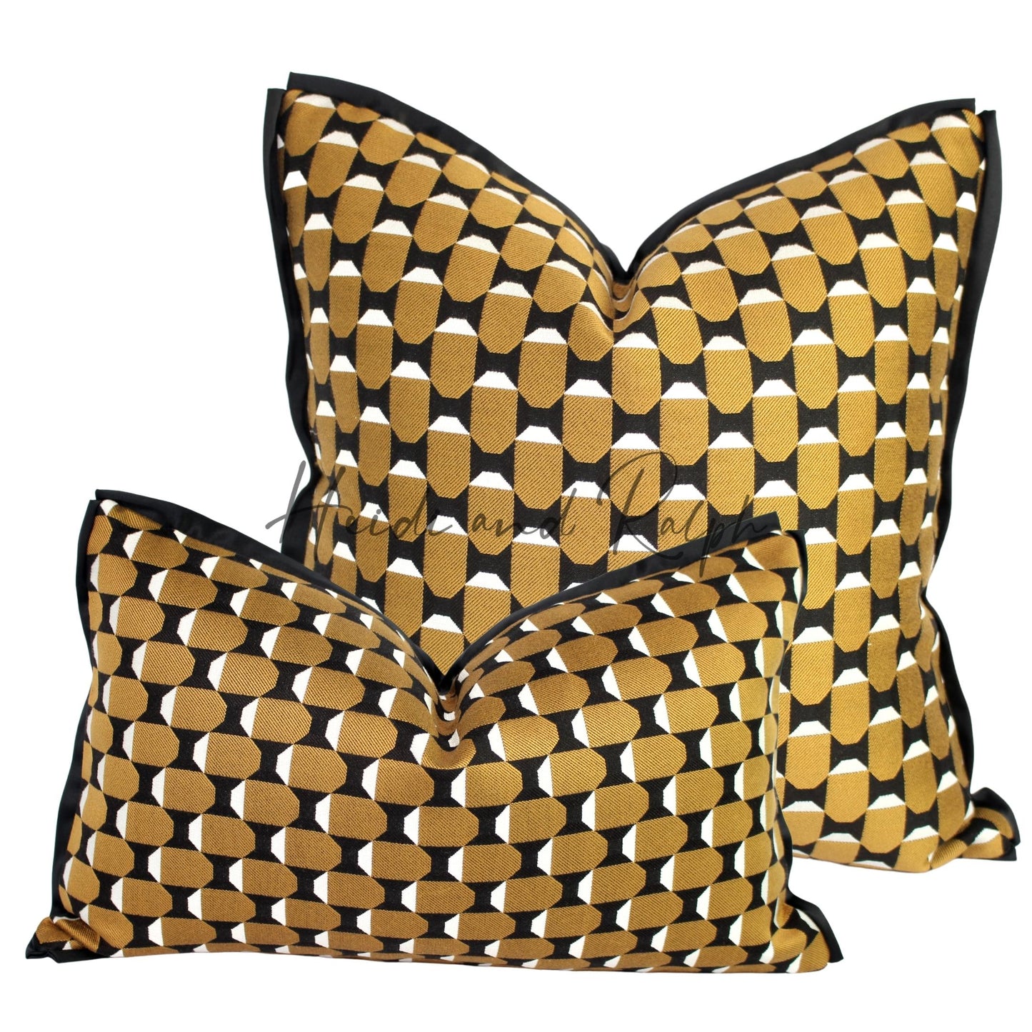 Helen Octagonal Black Gold Bantal Sofa (Cushion Cover)