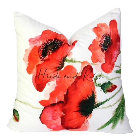 Harland Red Flower Bantal Sofa (Cushion Cover)