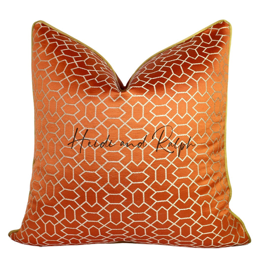 Halyna Orange Mashrabiya Bantal Sofa (Cushion Cover)