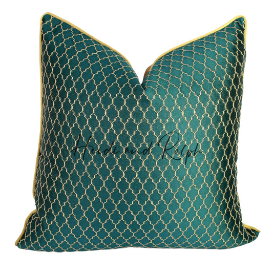 Havana Emerald Gold Trellis Bantal Sofa (Cushion Cover)