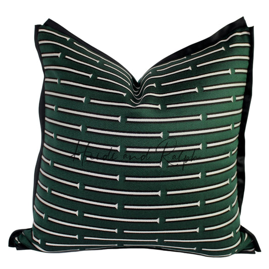 Henley Emerald Green White Line Bantal Sofa (Cushion Cover)