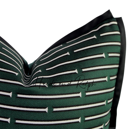 Henley Emerald Green White Line Bantal Sofa (Cushion Cover)