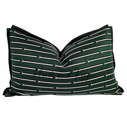 Henley Emerald Green White Line Bantal Sofa (Cushion Cover)