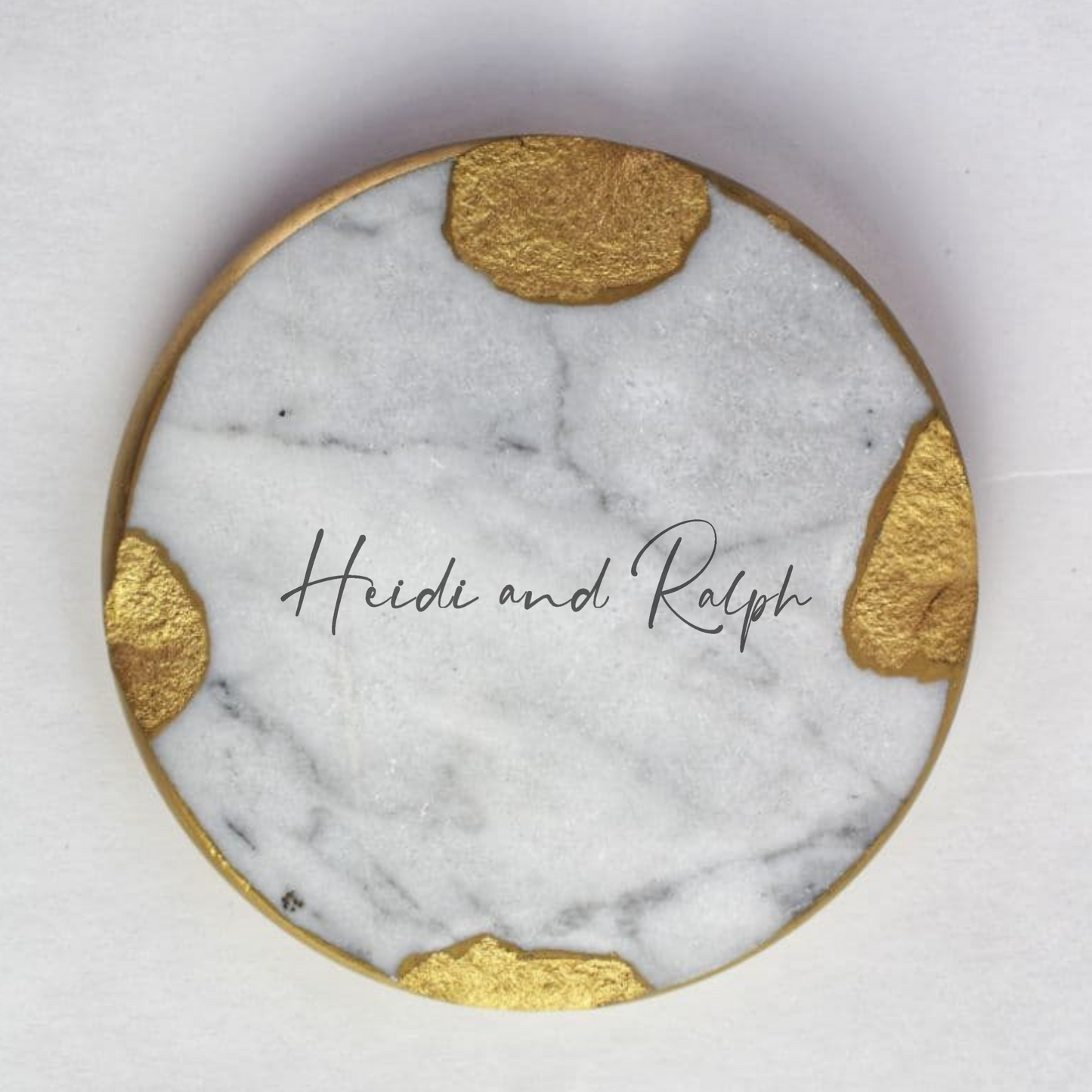 Hiusz Gold Round Marble Coaster Set